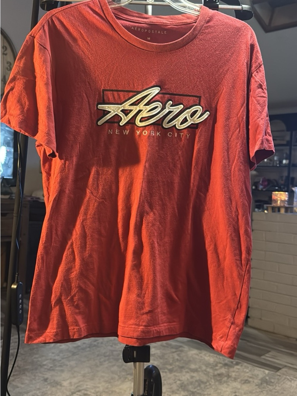 Aeropostale Men’s Coral Red Aero Script Logo Tee#255